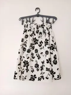 【6】白黒花柄フレアスカート