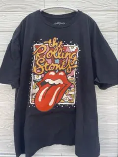 ローリングストーンズ公式バンドTシャツXXL黒ベロマーク古着サイケデリック