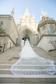 レース装飾 ロングウェディングベール