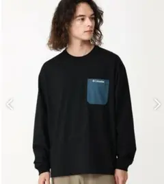 新品 25年秋冬 コロンビア ポケットロンT 黒 L 吸湿速乾 UPF50