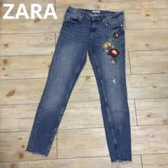【ZARA】刺繍・スタッズ付 スキニージーンズ EUR40 USA8 MEX30
