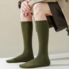 [メンズ靴下] ms2407 2足組 秋冬 無地 ハイソックス　リブ編み 厚手