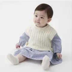 プティマイン　ニットベストつきワンピースセット　80cm petit main