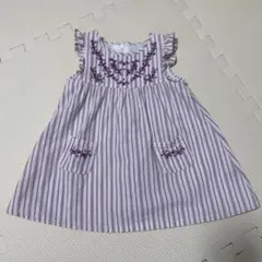 BeBe ストライプ柄 ワンピース 90 刺繍