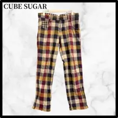 CUBE SUGAR チェック柄 カジュアルパンツ コットン マルチカラー M