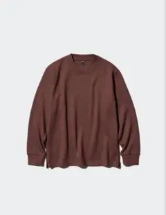 ユニクロ　ソフトニット　クルーネックT メンズ　S ブラウン　茶色　冬　春