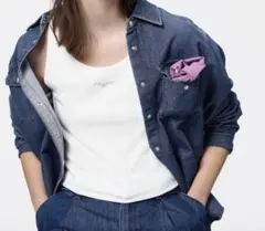 GU コットンブレンドクロップドタンクトップ ホワイト M