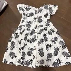 白黒パイナップル柄ワンピ　ブリーズ120