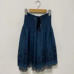 【axes femme】ハイウエスト　ギャザー　刺繍　プリーツ　スカート【M】