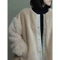 極美品◎ LASUD ラシュッド 異素材サイドロゴアウター ベージュのサムネイル