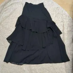 MAJESTIC LEGON黒 フレアスカート 3段フリル