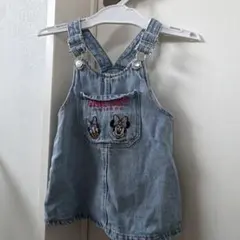 ミッキー ミニー 刺繍デニムジャンバースカート 9-12ヶ月
