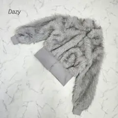 Dazy フェイクファー ショート丈 ジップアップブルゾン スタンドカラー L