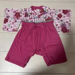 ベビー袴 ロンパース 女の子 ピンク お食い初め 誕生日　節句祝 70サイズ