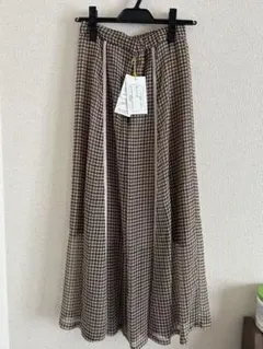【新品】TEVALT千鳥格子柄 ロングスカート 38のサムネイル