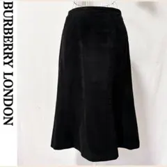 美品 バーバリーロンドン フレアスカート 膝下 ミディ丈 黒 ブラック Aライン