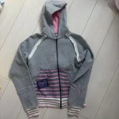 D&G JUNIOR グレー ピンク パーカー