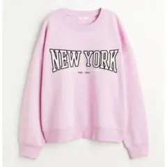 【H&M】h&m スウェット　トレーナー　ピンク　春服　大きめ　裏起毛　レトロ