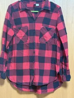 【H&M】チェックシャツ　赤　レッド