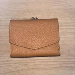 三つ折り財布 がま口 キャメル レザーのサムネイル