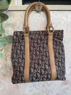 CHRISTIAN DIOR ブラウンキャンバストートバッグ
