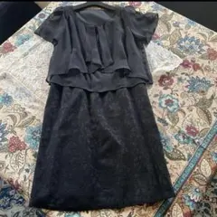 【美品】レース切り替え ブラック フォーマル　ワンピース 　9号　礼服　喪服