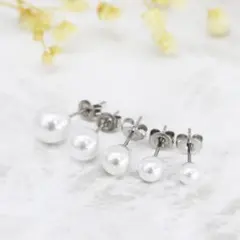 選べる5サイズ★サージカルステンレス パールピアス スタッドピアス 両耳 20G