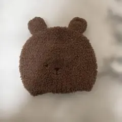 クマの顔デザインのブラウン帽子