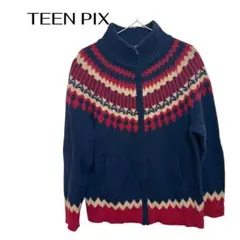 B0216TEEN PIXニットセータージップアップカーディガンノルディック
