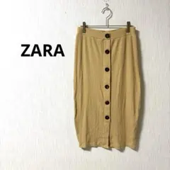 ZARA リブニット タイトスカート M ベージュ フロントボタン カジュアルのサムネイル