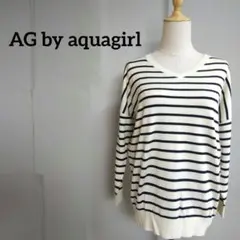 AG by aquagirl ボーダー Vネック ニット プルオーバー M