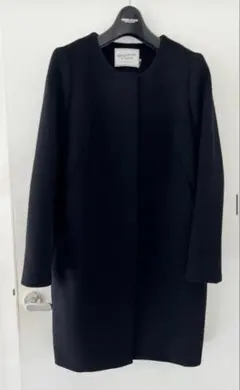 ドゥーズィエムクラス　ノーカラー　コート　ネイビー　ウール　サイズ36