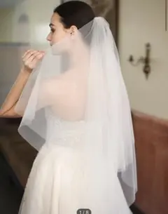 ホワイト ウェディングベール 二層式