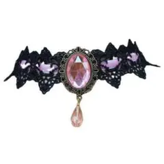 黒とピンクのレースチョーカー