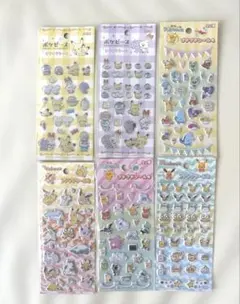 プチプチシール　ポケピース　キラキラシール　ポケモン　6セット