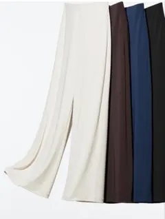 クレープジャージーストレートパンツ　ダークブラウン　Lサイズ