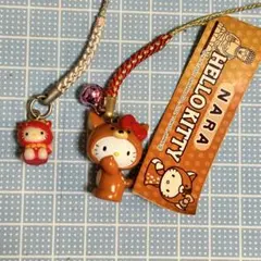 ご当地キティ奈良　鹿　シカ　沖縄　シーサー　根付　ストラップ　セット