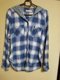 アバクロ フード付きチェックシャツ