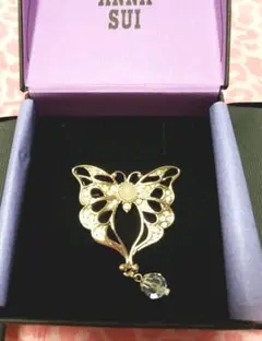 アナスイ ちょう ブローチ ゴールド ホワイト