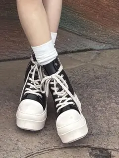 Rick Owens風厚底スニーカー軽量ハイカット レザー23.5cm Y2K - メルカリ