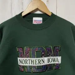 90s USA製 ノーザン アイオワ カレッジ 刺繍 ビッグロゴ スウェット