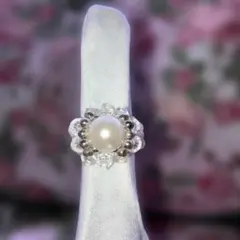 ハンドメイド　ビーズアクセサリー リング　指輪　新品未使用品　 大粒パール