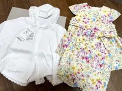 タルティーヌエショコラ 白 ポンチョ ニット＆花柄セットアップ