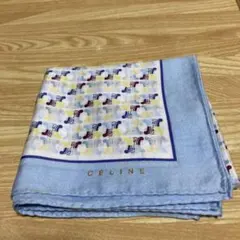 CELINE ハンカチ　マカダム柄　水色　入手困難品　超希少　現品限りのサムネイル