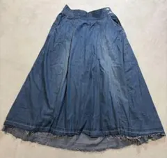 □45R 45rpm 藍染 インディゴデニムギャザーフレアスカートティアード
