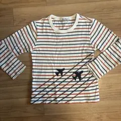 ファミリア 飛行機刺繍 マルチボーダー 長袖Tシャツ 120