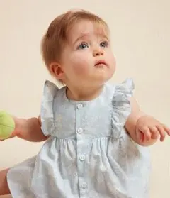 美品✨プチバトー アリスブルー　プリントワンピース＆ブルマセット