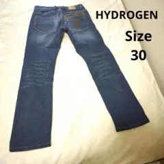 【オシャレ☆HYDROGEN】ドクロ　H²J デニムパンツ　サイズ30のサムネイル