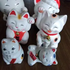 レトロ招き猫 置物 4体セット レトロ 招き猫 4体セット まとめ売り 縁起物 アンティーク 雑貨 骨董品