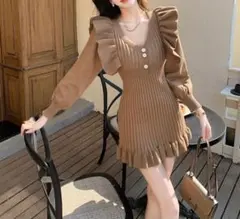 年中大活躍　ミニフリルワンピース　普段使いにデート　にも最適